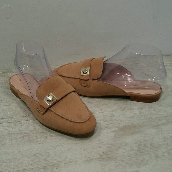 kate spade Baby Pink Nude with Gold Spade detail Catroux Slide Loafers Size 7 B - Picture 2 of 10